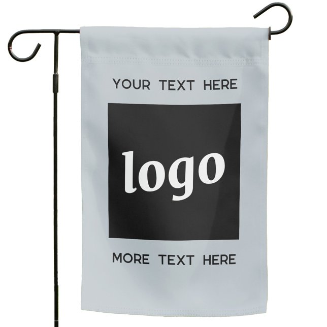 Simple Logo and Text Business Blue Garden Flag (Logo with custom text business promotional dusty pastel powder blue outdoor flag)