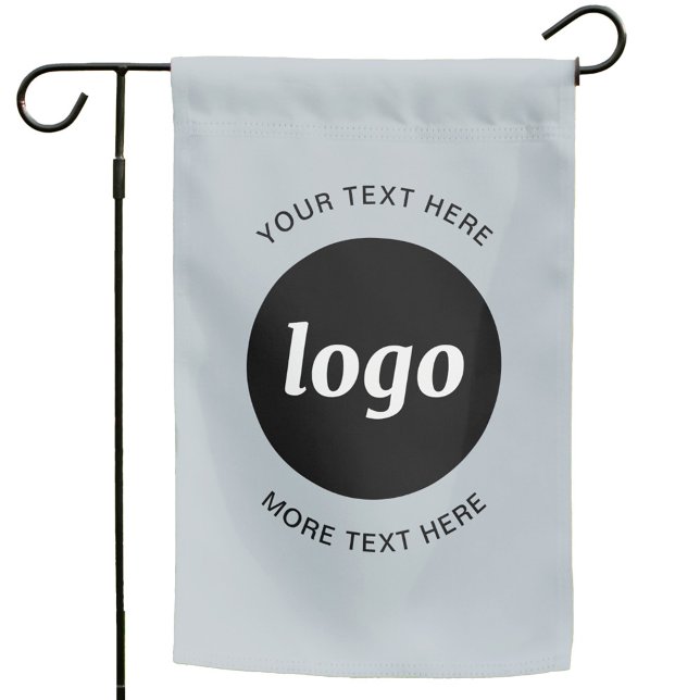 Simple Logo and Text Business Blue Garden Flag (Logo with custom text business promotional dusty pastel powder blue garden flag)