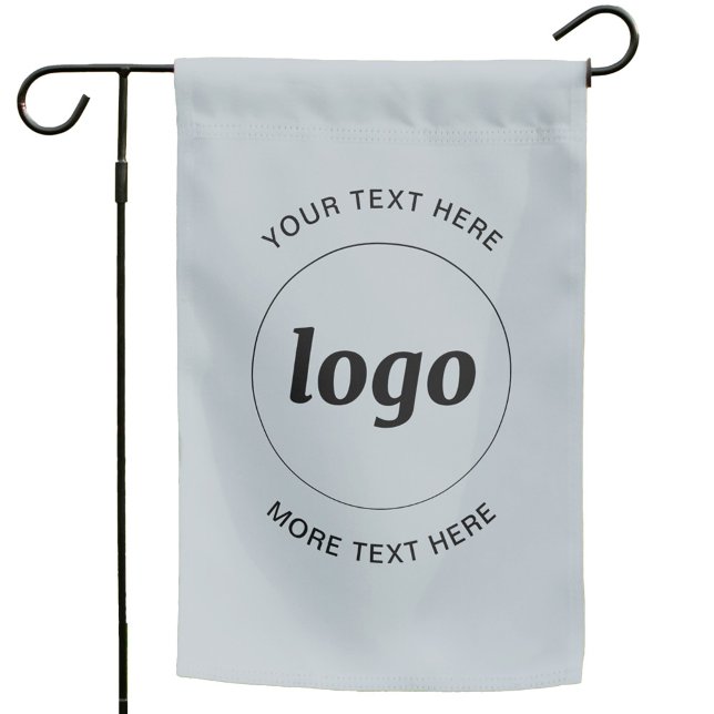 Simple Logo and Text Business Blue Garden Flag (Logo with custom text business promotional dusty pastel powder blue garden or outdoor flag)