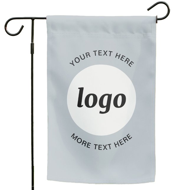 Simple Logo and Text Business Blue Garden Flag (Logo and custom text professional business promotional outdoor flag)