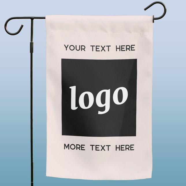 Simple Logo and Text Business Blush Pink Garden Flag (Logo with custom text business promotional flag)