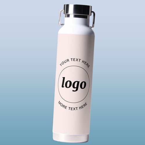 Simple Logo and Text Business Blush Pink Water Bottle