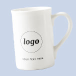 Simple Logo and Text Business Bone China Mug<br><div class="desc">Simple logo and custom text for your business. Replace the logo and text with your own to customize. Use them yourself, give them to your employees and co-workers, sell them to customers and clients or give them away as promotional material to inspire customer loyalty. Perfect for a corporate party, event...</div>