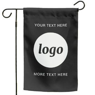 Simple Logo and Text Business Branding Black Garden Flag