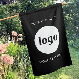 Simple Logo and Text Business Branding Black House Flag