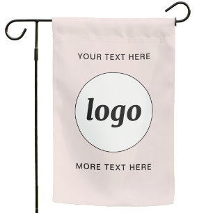 Simple Logo and Text Business Branding Blush Pink Garden Flag