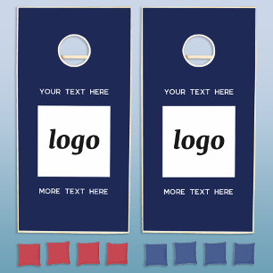Simple Logo and Text Business Branding Navy Blue Cornhole Set