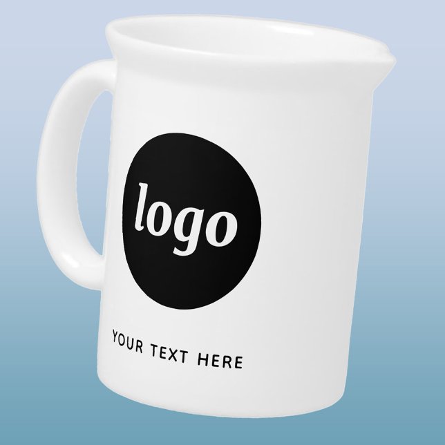 Simple Logo and Text Business Branding Promotional Beverage Pitcher (Simple logo with custom text business branding promotional beverage pitcher jug)