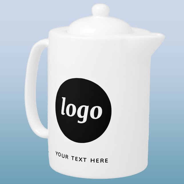 Simple Logo and Text Business Branding Promotional Teapot (Simple logo with custom text business branding promotional teapot)