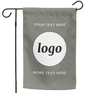 Simple Logo and Text Business Branding Sage Green Garden Flag
