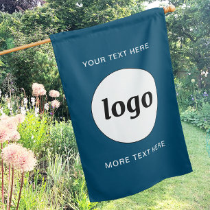 Simple Logo and Text Business Branding Teal Green House Flag