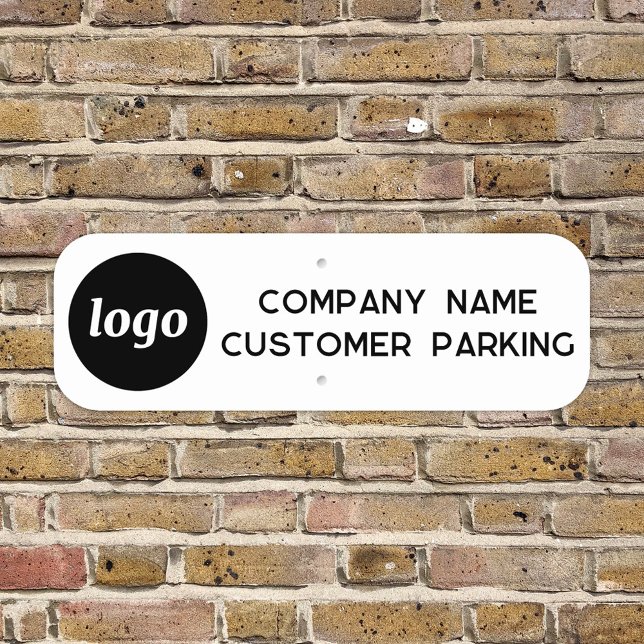 Simple Logo and Text Business Company Parking Sign (Simple logo with custom text business branding promotional customer parking sign)