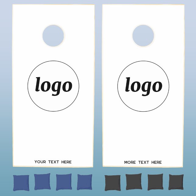 Simple Logo and Text Business Cornhole Set (Simple logo with custom text business branding promotional cornhole set)
