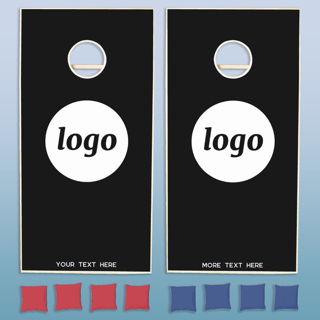 Simple Logo and Text Business Cornhole Set (Simple logo with custom text business promotional cornhole set)