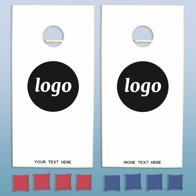 Simple Logo and Text Business Cornhole Set (Simple logo with custom text business promotional cornhole set)