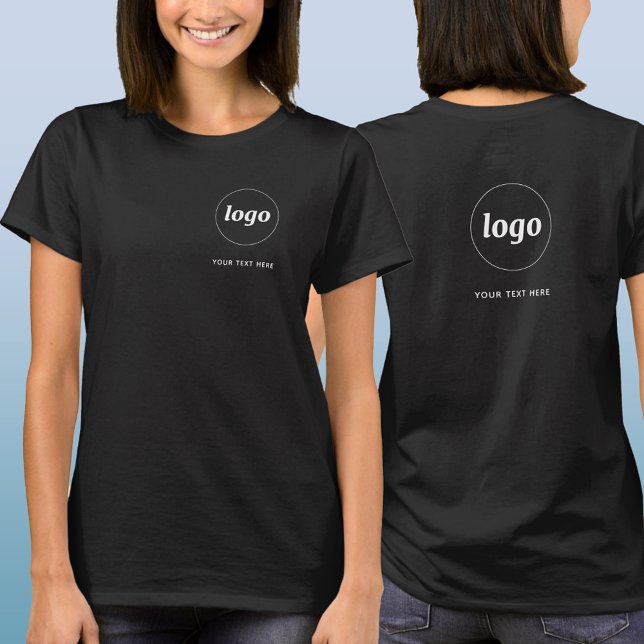 Simple Logo and Text Business Crest and Back T-Shirt (Simple logo with custom text business branding promotional t-shirt with crest and back printing)