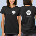 Simple Logo and Text Business Crest and Back T-Shirt<br><div class="desc">Simple logo and custom text business t-shirt with the same logo and text on the crest at the front, and at the back. Replace the logo and text with your own to customize. Wear them yourself, give them to your employees and co-workers to wear as a company uniform, sell them...</div>