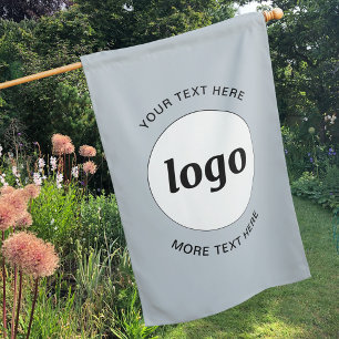 Simple Logo and Text Business Dusty Blue House Flag