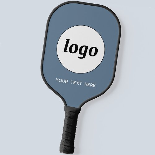 Simple Logo and Text Business Dusty Gray Blue Pickleball Paddle