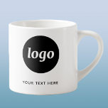 Simple Logo and Text Business Espresso Cup<br><div class="desc">Simple logo and custom text for your business.  Replace the logo and text with your own to customize.  Use them yourself,  give them to your employees and co-workers,  sell them to customers and clients or give them away as promotional material to inspire customer loyalty.</div>