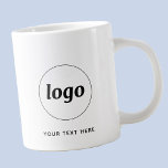 Simple Logo and Text Business Giant Coffee Mug<br><div class="desc">Simple logo and custom text for your business. Replace the logo and text with your own to customize. Use them yourself, give them to your employees and co-workers, sell them to customers and clients or give them away as promotional material to inspire customer loyalty. Perfect for a corporate party, event...</div>