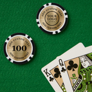 Simple Logo and Text Business Gold Promotional Poker Chips