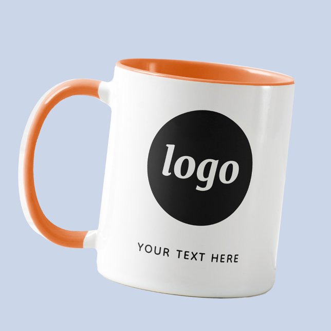 Simple Logo and Text Business Mug (Simple logo with custom text business promotional branding coffee mug)