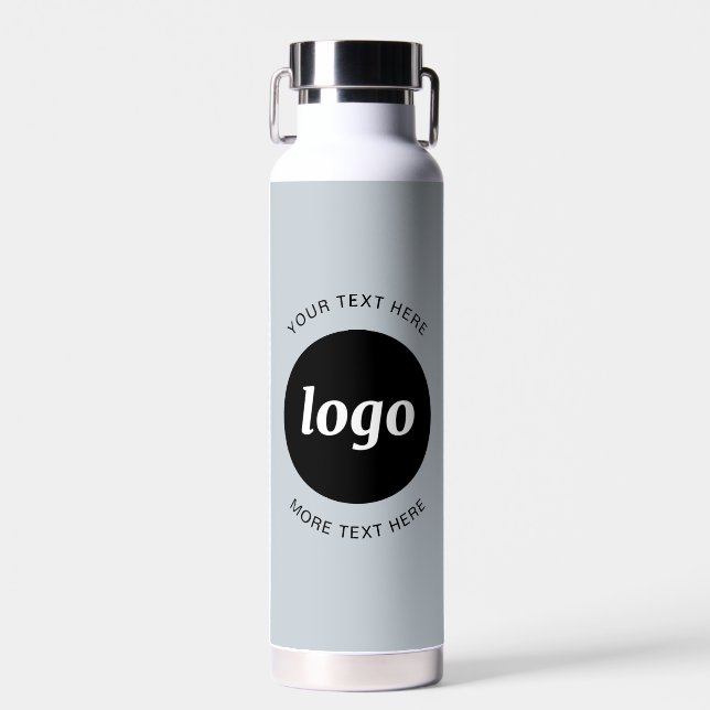 Simple Logo and Text Business Powder Blue Water Bottle (Front)