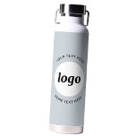 Simple Logo and Text Business Powder Blue Water Bottle<br><div class="desc">Simple logo and custom text design to foster brand loyalty and promote your small business.  Replace the logo with your own,  and change or delete the top and lower text to customize.  Perfect for promotional purposes and to give to employees,  customers and clients.</div>