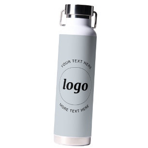 Simple Logo and Text Business Powder Blue Water Bottle