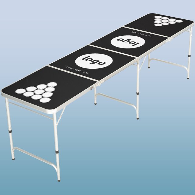 Simple Logo and Text Business Promotional Beer Pong Table (Simple logo with custom text business branding promotional beer pong table)