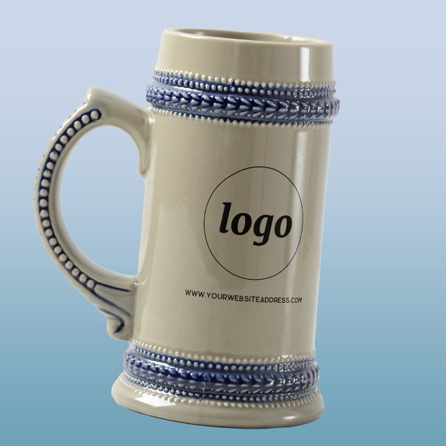 Simple Logo and Text Business Promotional Beer Stein (Simple logo with custom text business branding promotional beer stein)