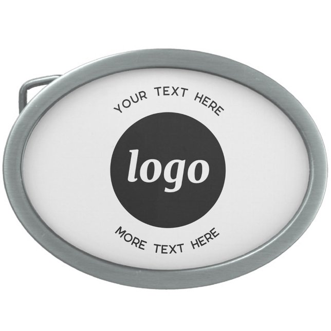 Simple Logo and Text Business Promotional Belt Buckle (Simple logo with custom text business branding promotional belt buckle)