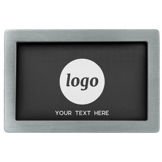 Simple Logo and Text Business Promotional Belt Buckle (Simple logo with custom text business branding promotional belt buckle)