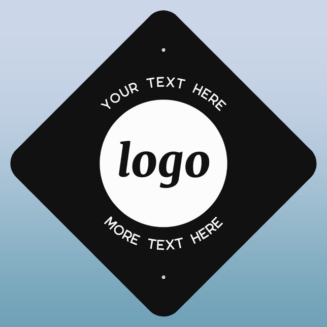 Simple Logo and Text Business Promotional Black Metal Sign (Simple logo with custom text business branding promotional black metal sign)
