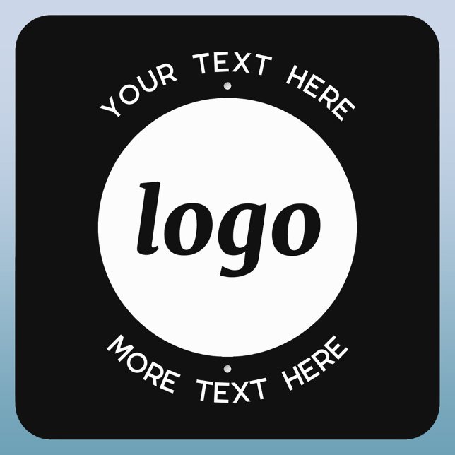 Simple Logo and Text Business Promotional Black Metal Sign (Simple logo with custom text business branding promotional metal sign)