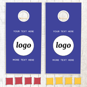 Simple Logo and Text Business Promotional Blue Cornhole Set