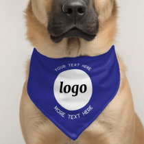 Simple Logo and Text Business Promotional Blue Pet Bandana Collar