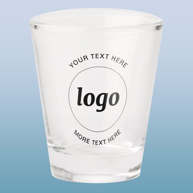 Simple Logo and Text Business Promotional Branding Shot Glass (Simple logo with custom text promotional business branding shot glass for corporate event trade show)