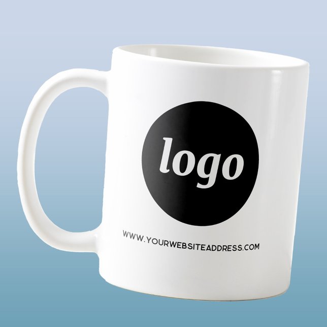 Simple Logo and Text Business Promotional Coffee Mug (Simple logo with custom text business branding promotional coffee mug)