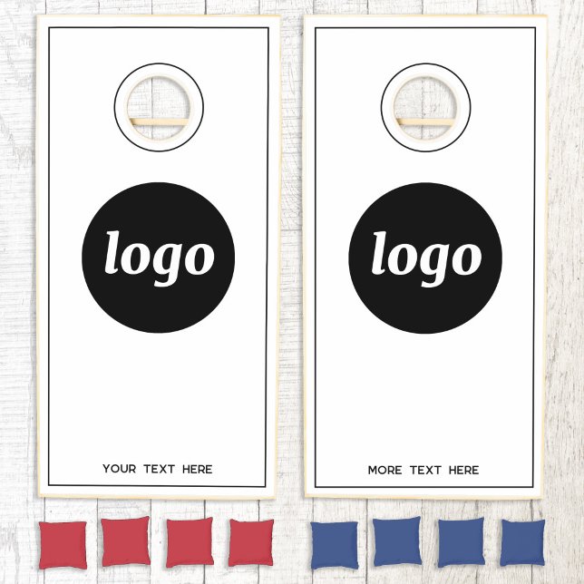 Simple Logo and Text Business Promotional Cornhole Set (Simple logo with custom text business branding promotional
cornhole set)