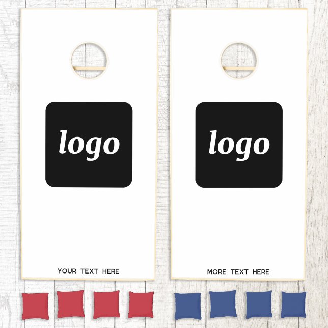 Simple Logo and Text Business Promotional Cornhole Set (Modern simple logo with custom text business promotional cornhole set)