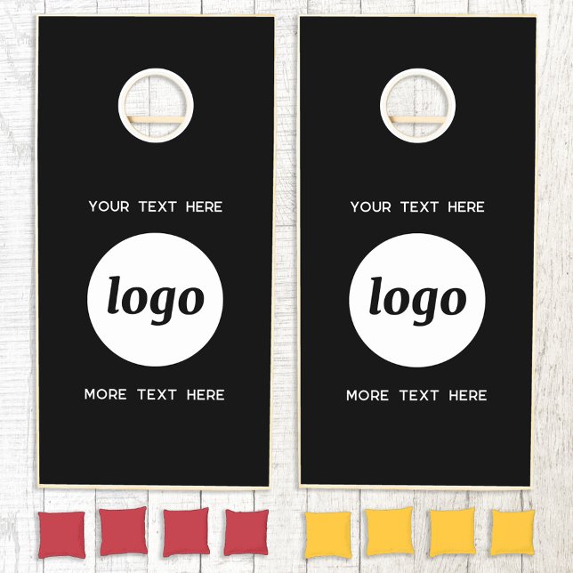 Simple Logo and Text Business Promotional Cornhole Set (Simple logo with custom text business branding promotional cornhole set)