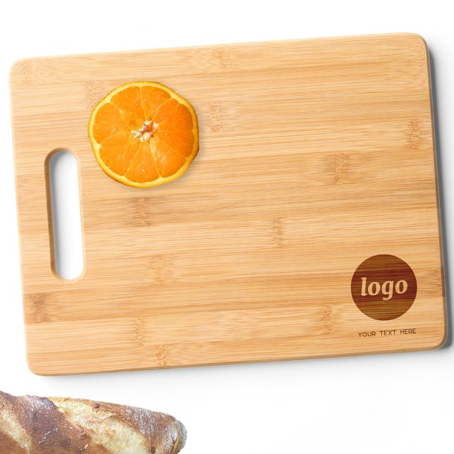 Simple Logo and Text Business Promotional Engraved Cutting Board (Simple logo with custom text business promotional branding bamboo cutting board)
