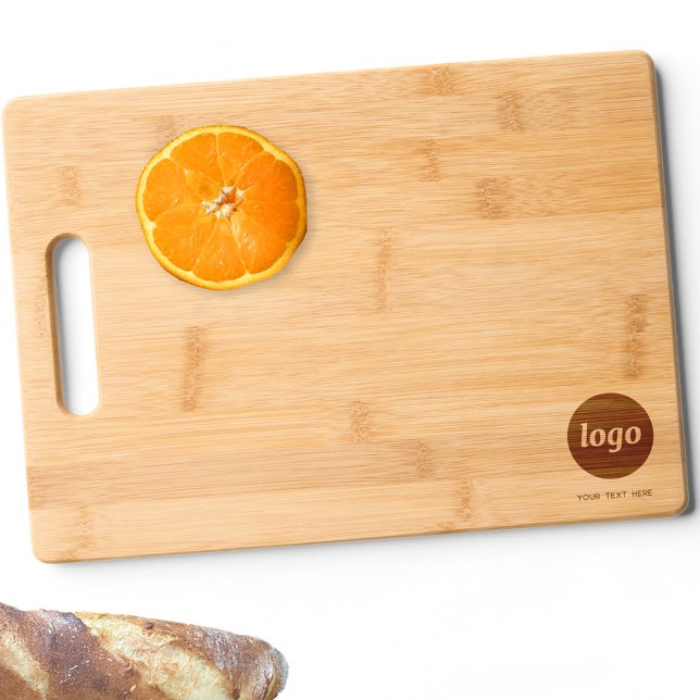 Simple Logo and Text Business Promotional Engraved Cutting Board (Simple logo with custom text business promotional branding bamboo cutting board)