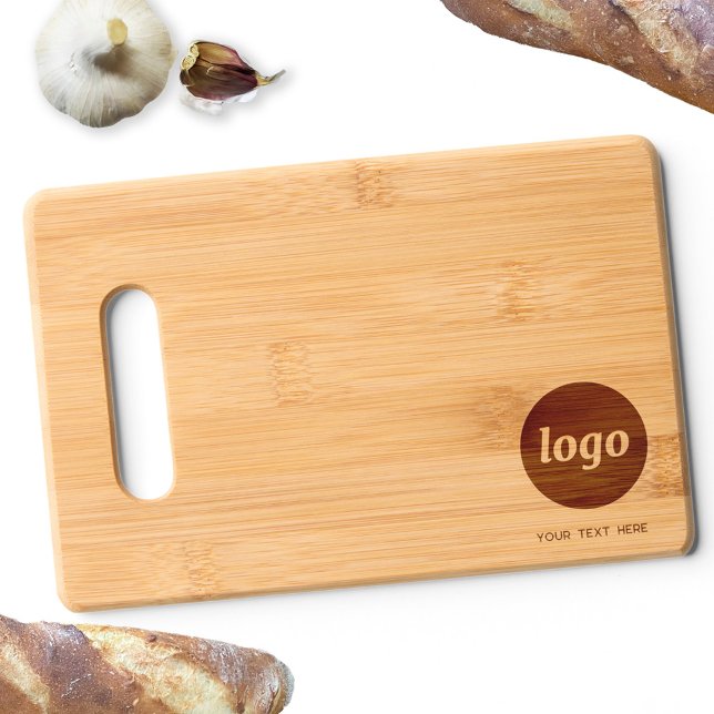 Simple Logo and Text Business Promotional Engraved Cutting Board (Simple logo with custom text business promotional branding bamboo cutting board)