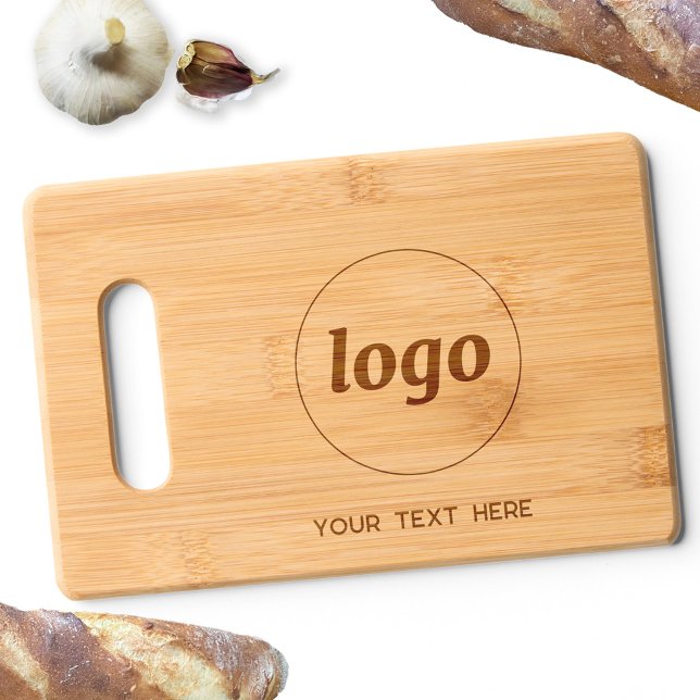 Simple Logo and Text Business Promotional Engraved Cutting Board (Simple logo with custom text business promotional branding bamboo cutting board)