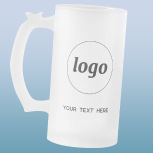Simple Logo and Text Business Promotional Frosted Glass Beer Mug