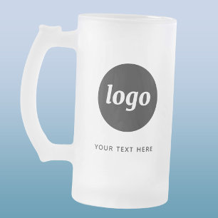 Simple Logo and Text Business Promotional Frosted Glass Beer Mug