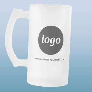 Simple Logo and Text Business Promotional Frosted Glass Beer Mug